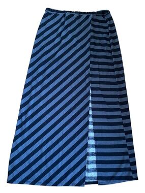 DEREK HEART Gray Striped Maxi Skirt Size L NWT
